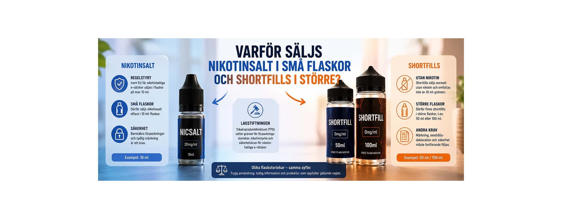 Why is nicotine salt sold in small bottles and shortfills in larger ones? Why is nicotine salt sold in small bottles and shortfills in larger ones?
