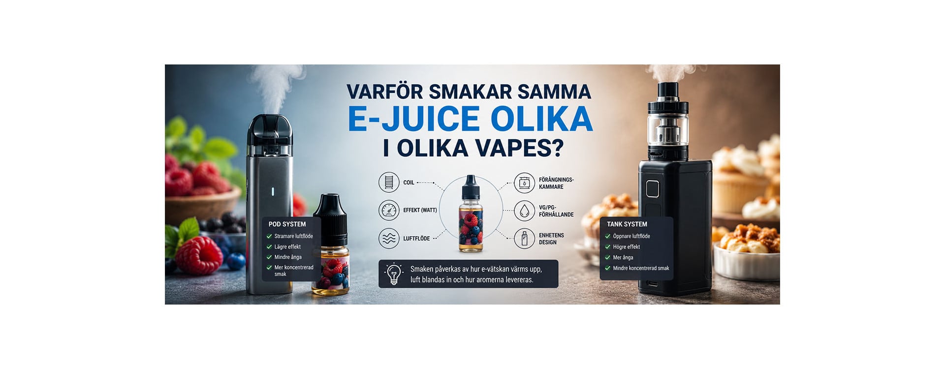 Varför smakar samma e-juice olika i olika vapes? Varför smakar samma e-juice olika i olika vapes?